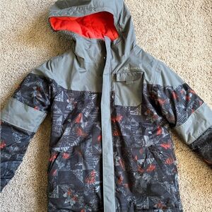 Columbia Kids' Black and Gray Puffer Jacket with Red Accents